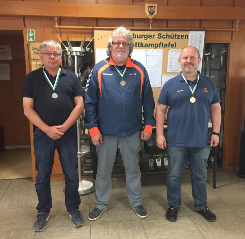 Jürgen Westenfeld Bernd Cordes und Uwe Habighorst 50mPistoleAuflageSenioren1