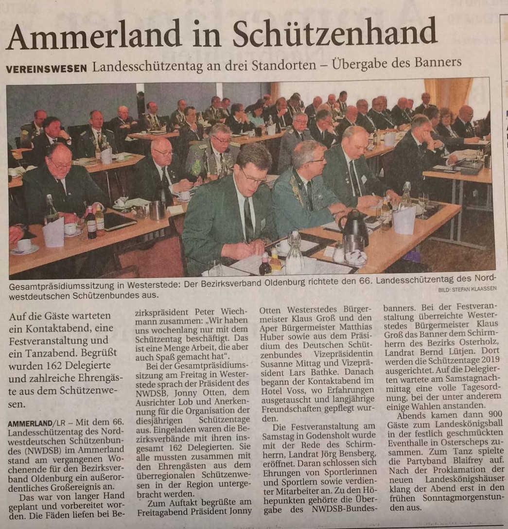 Artikel NWZ Landesschützentag 2018